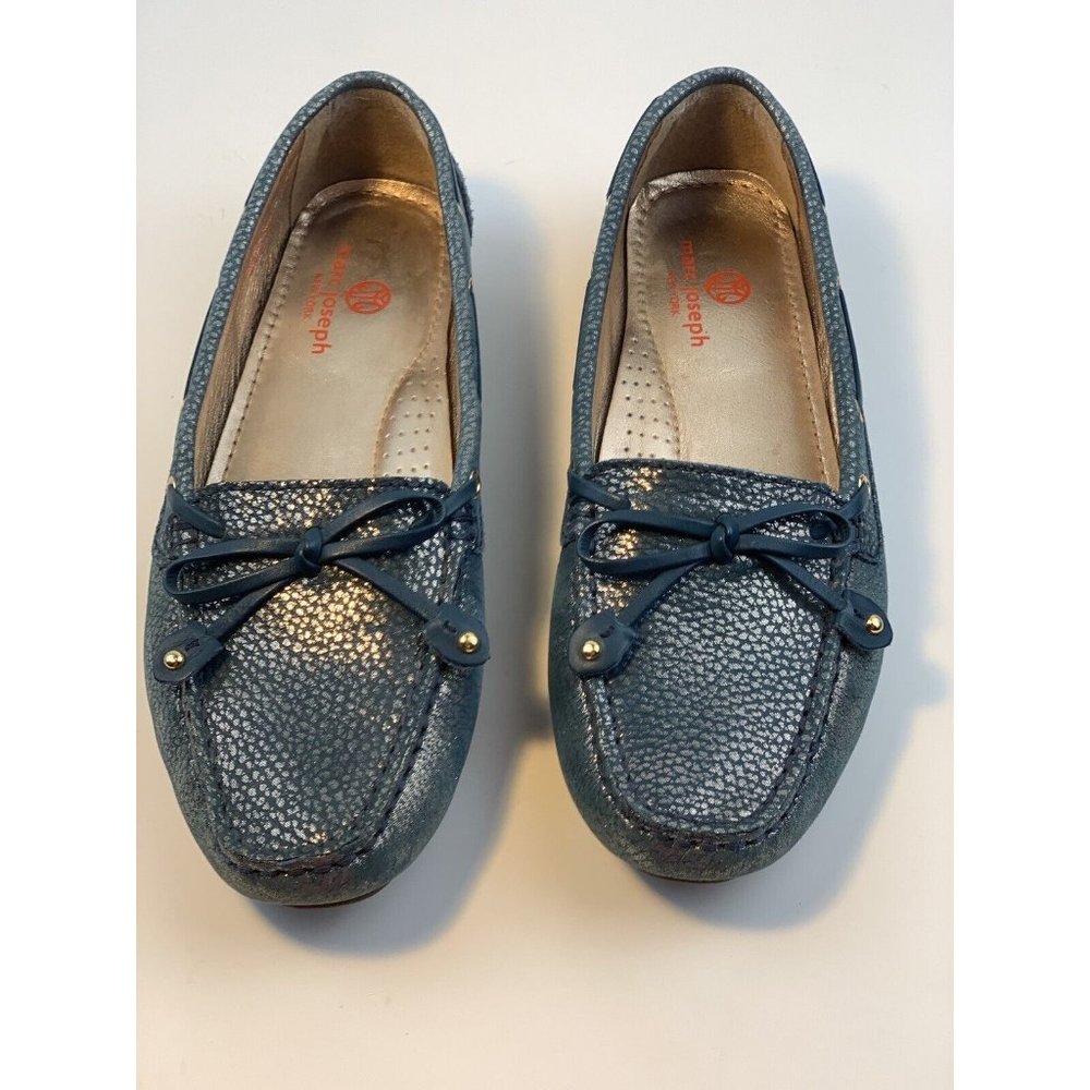 Marc Joseph Wo's Sz 8.5 Cypress Hill Blue Snake Pattern Leather Driving Loafer